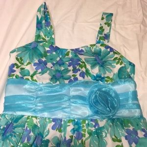 Girls blue floral bubble dress